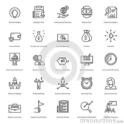 Banking and Finance Line Vector Icons 9 Stock Photo