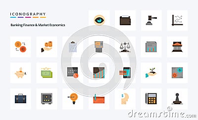 25 Banking Finance And Market Economics Flat color icon pack Vector Illustration