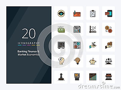 20 Banking Finance And Market Economics line Filled icon for presentation Vector Illustration