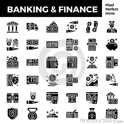 Banking and finance solid icon base on pixel perfect 64px Vector Illustration