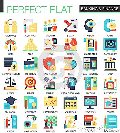 Banking and finance vector complex flat icon concept symbols for web infographic design. Vector Illustration