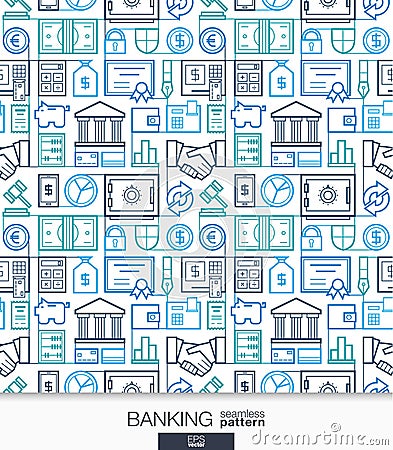 Banking and finance wallpaper. Bank seamless pattern Vector Illustration