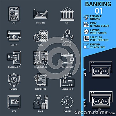 Banking icons set Vector Illustration
