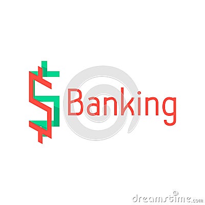 Banking logotype with red and green abstract sign Vector Illustration