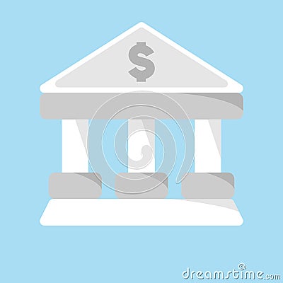 Banking office building icon flat design Vector Illustration