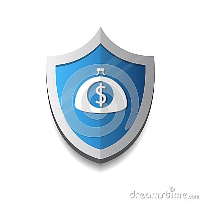 Banking Protection Mobile Wallet On Shield Icon Money Vector Illustration