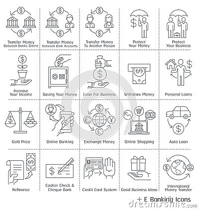 Banking service Icons. Vector Illustration