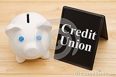 Banking using a credit union Stock Photo