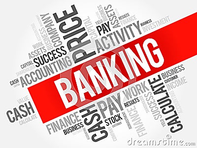 Banking word cloud collage Stock Photo