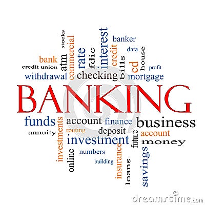 Banking Word Cloud Concept Stock Photo