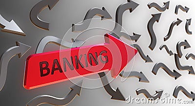 Banking Word On red Arrow Stock Photo