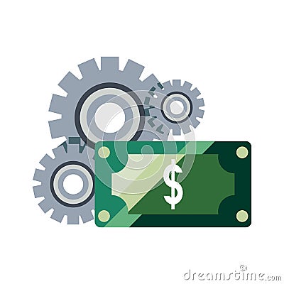 banknote money gears Cartoon Illustration