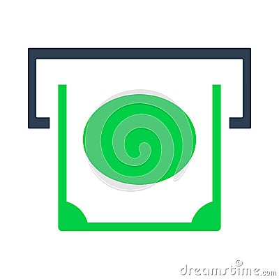 Banknote Sliding From Atm Slot Icon Vector Illustration