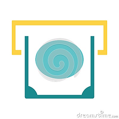 Banknote sliding from atm slot icon Vector Illustration