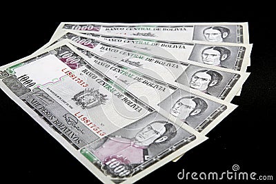 Banknotes of Bolivia Stock Photo