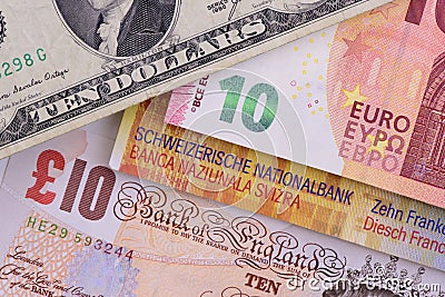 Banknotes in different currencies Editorial Stock Photo