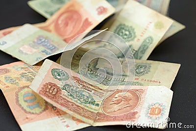 Banknotes of the great Union of Soviet Socialist Republics of th Stock Photo