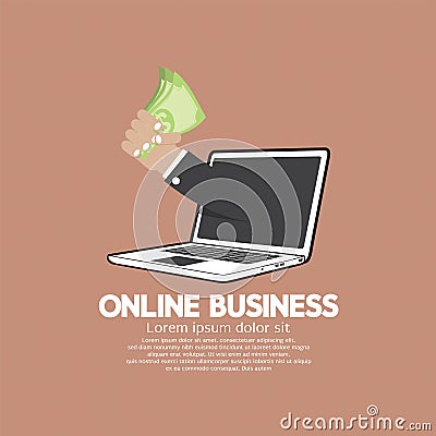 Banknotes In Hand Online Business Concept Vector Illustration