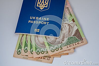 Banknotes of US dollars and Ukrainian hryvnia. Stock Photo
