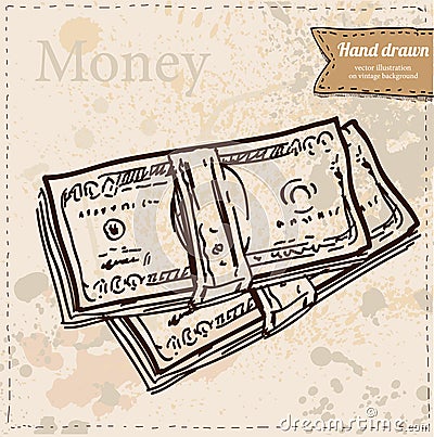 banknotes vector illustration hand drawn Vector Illustration