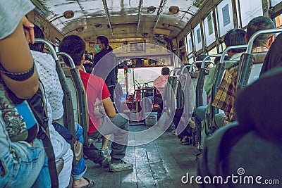 Bankok, Thailand urban street and bus view. Editorial Stock Photo