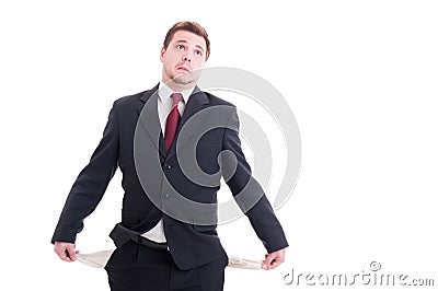 Bankrupt, broke or poor businessman, accountant and financial ma Stock Photo