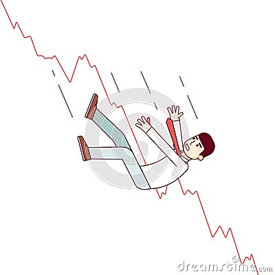 Bankrupt business man falling down Vector Illustration