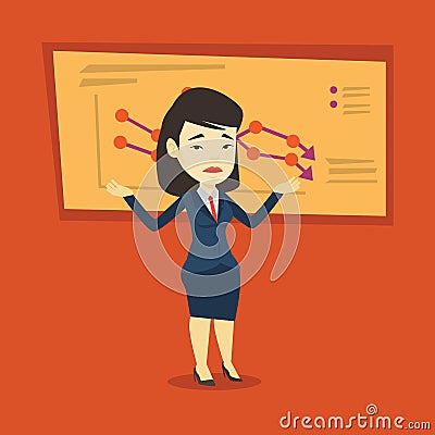 Bankrupt business woman vector illustration. Vector Illustration