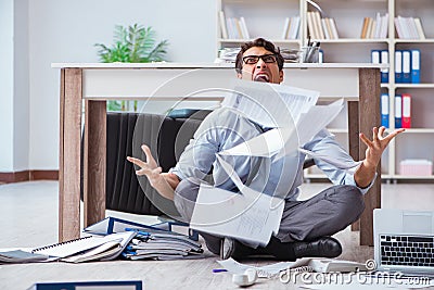 The bankrupt businessman angry in the office floor Stock Photo