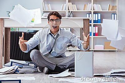 The bankrupt businessman angry in the office floor Stock Photo