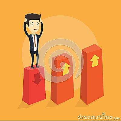 Bankrupt on chart going down vector illustration. Vector Illustration
