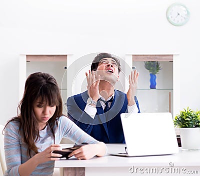 Bankrupt family with no cash at home Stock Photo