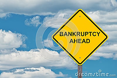 Bankruptcy Ahead Warning Sign Stock Photo