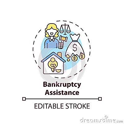 Bankruptcy assistance concept icon Vector Illustration