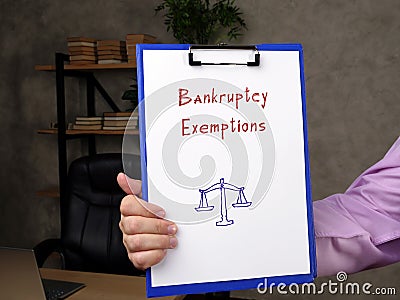 Bankruptcy Exemptions phrase on the page Stock Photo