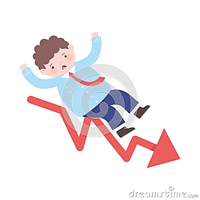 Bankruptcy falling sad businessman character business financial trouble Vector Illustration