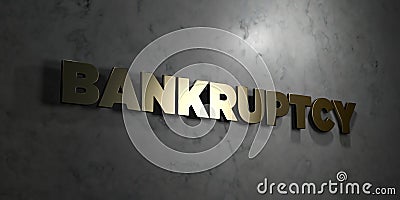 Bankruptcy - Gold text on black background - 3D rendered royalty free stock picture Stock Photo