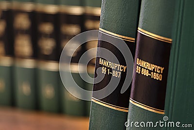 Bankruptcy Law Books on Shelf for Legal Reference Stock Photo