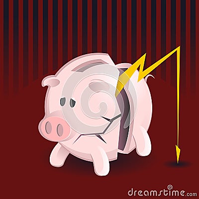 Bankruptcy Piggy Banks Vector Illustration