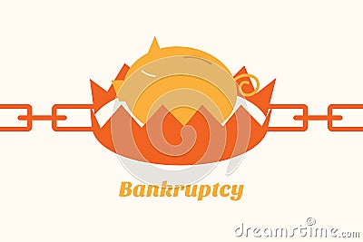 Bankruptcy situation piggy bank on trap Vector Illustration