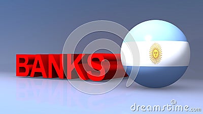 Banks with argentina flag on blue Stock Photo