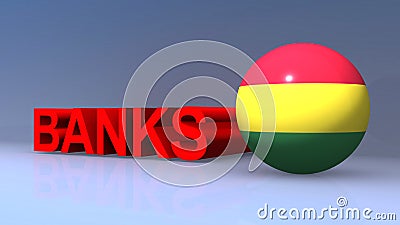 Banks with Bolivia flag on blue Stock Photo