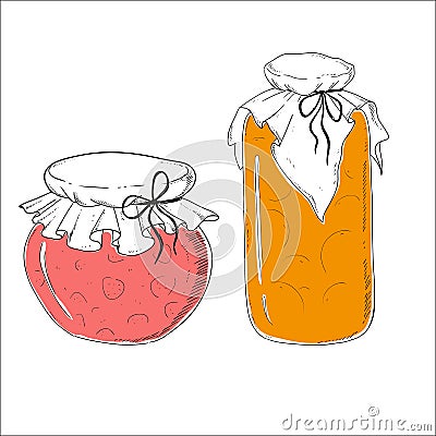 Banks with fruit jam Vector Illustration