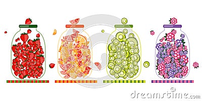 Banks with fruit jam for your design Vector Illustration