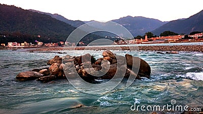 Banks of river ganga in rishikesh Stock Photo