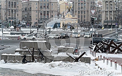 Banksy graffiti in the center of Kyiv, Ukraine Editorial Stock Photo