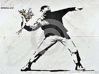 Banksy Street Art Editorial Stock Photo