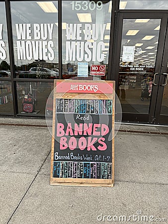 Banned Books at Half Priced Books in Olathe Editorial Stock Photo
