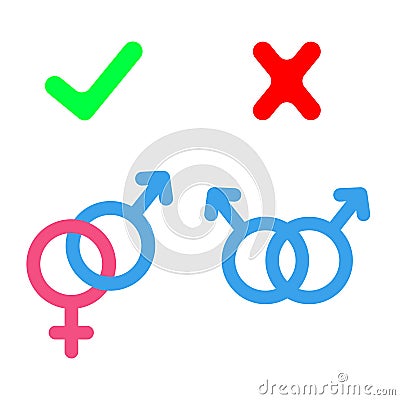 Banned gay marriage. icons Vector Illustration