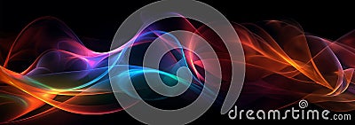 Banner Abstract 3d render. Multicolored waves. Holographic shape in motion. Iridescent gradient digital art for banner Stock Photo